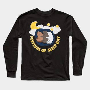 Cute Cats Sleeping on Festival of Sleep Day Long Sleeve T-Shirt